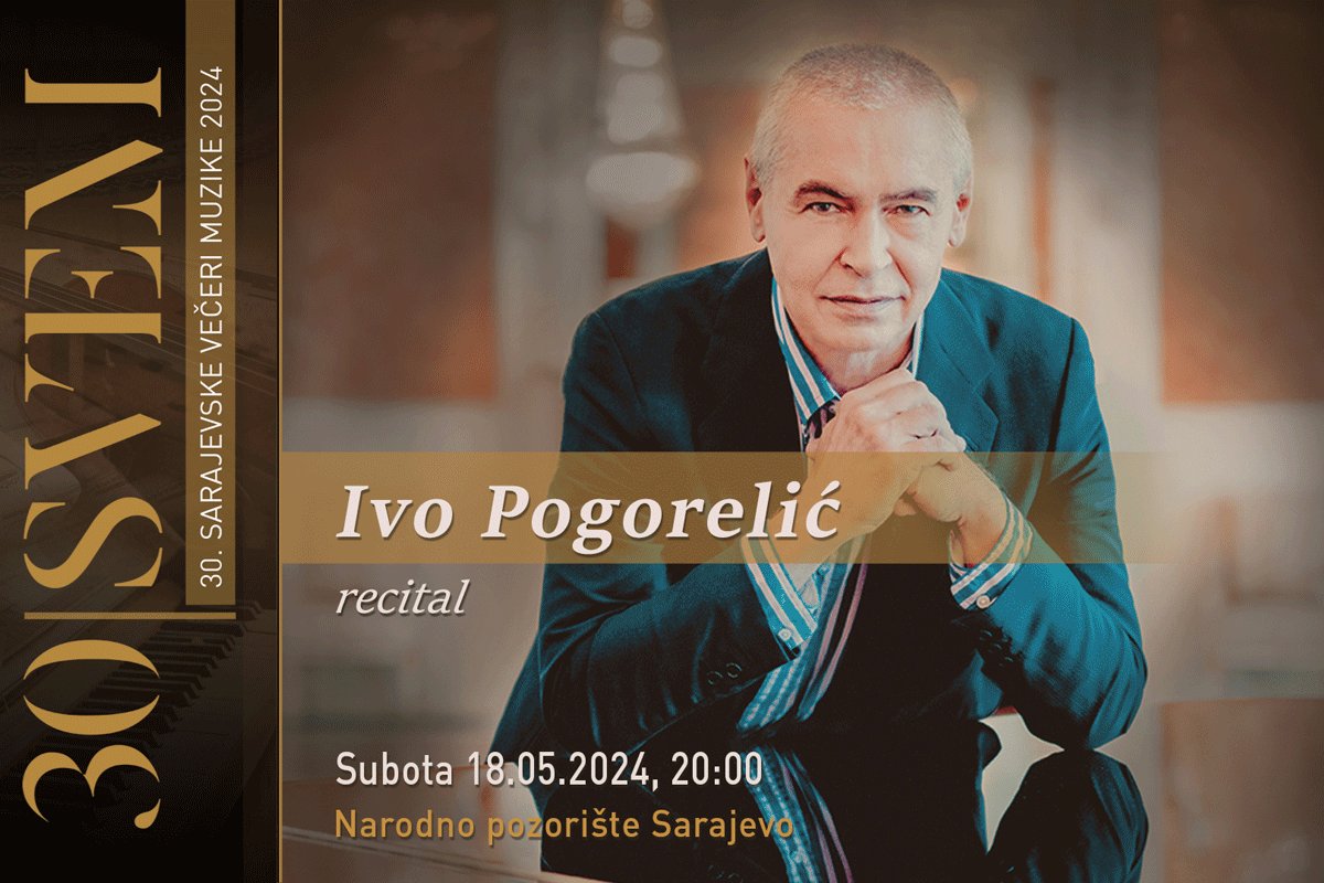 Večeras u Sarajevu koncert svjetskog pijaniste Ive Pogorelića